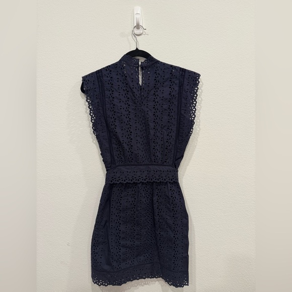 SOLD - NWT Rebecca Taylor Navy Eyelet Mini Dress - Picture 5 of 6